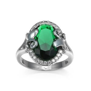 BAGUE - ANNEAU Emerald Halo Cubic Zirconia CZ Bagues de Fiançaill