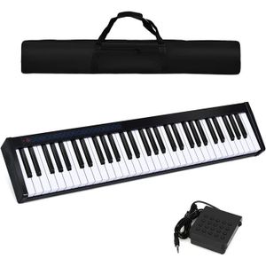 CLAVIER MUSICAL EAMADE P Numérique Enfant Portable 61 Touches avec Mode d'Enseignement,Clavier Electronique avec Pédale de Sustain,128 Tonalités40