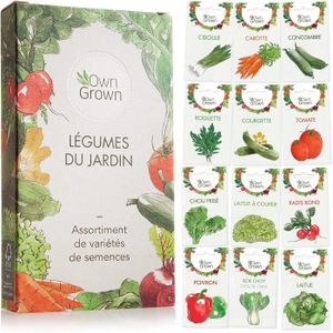 GRAINE - SEMENCE Kit de graines de légumes prêt à pousser OwnGrown, 12 légumes incontournables à planter en un set pratique, Assortiment graines 24