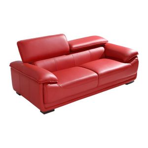 Lot De 3 Canapés En Cuir Bordeaux - 3 Places Chacun - Occasion - Dimensions 185x91x87 Cm