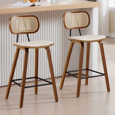 Tabouret De Bar En Tissu Bouclette Gris Avec Dossier Ouvert  Lot De 2 Galway 91851085