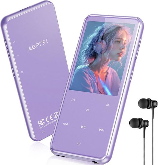 AGPTEK 64Go MP3 Bluetooth 5.3, 2.4'' Grand Écran, Haut-Parleur Lecteur