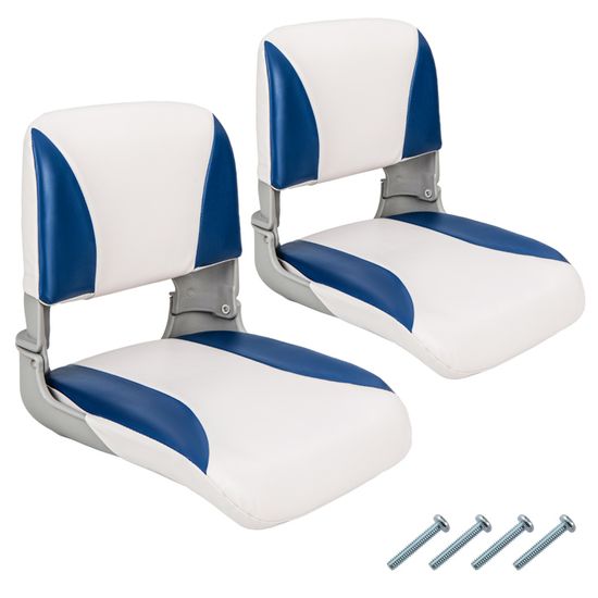 GOPLUS Lot De 2 Sièges De Bateau Dossier Bas – Cuir PVC Imperméable, Rembourrage éponge, Pliables, Charge 150 Kg – 42 X 49 X 51 Cm