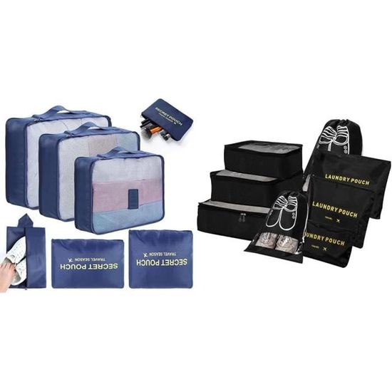 Set De 7 Sacs De Rangement De Voyage Imperméables AiQInu - Organisateur Valise, Packing Cubes Et Sac à Chaussures