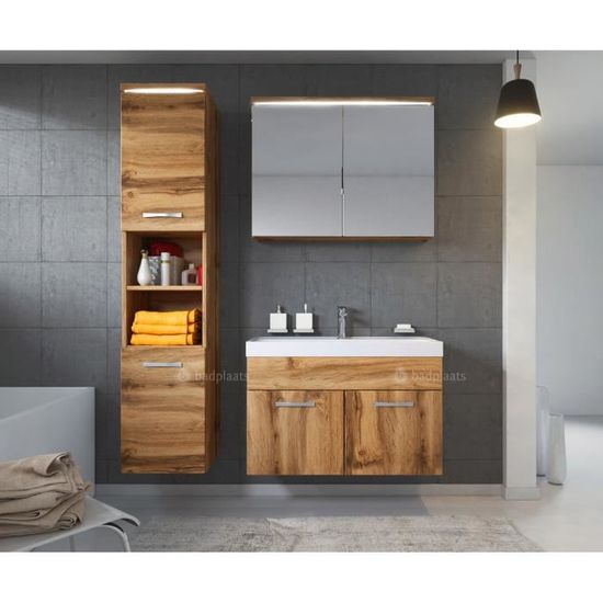 Meuble de salle de bain Paso 80x40 cm - Wotan - Ensemble salle de bain + meuble miroir + meuble colonne