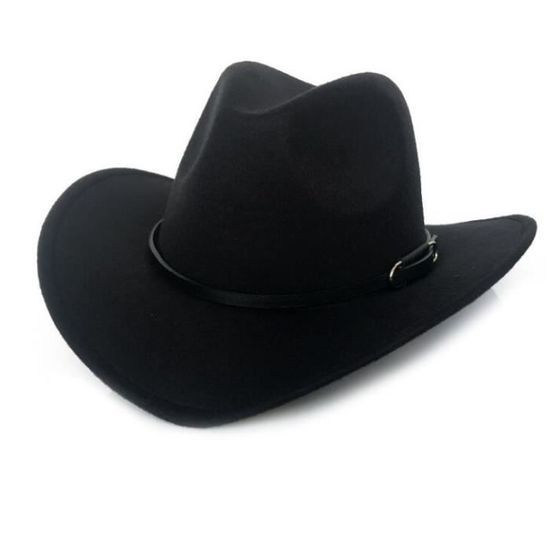 Chapeau Cowboy Fedora à Bord Large Avec Cordon En Cuir - Style Western Unisexe Marron