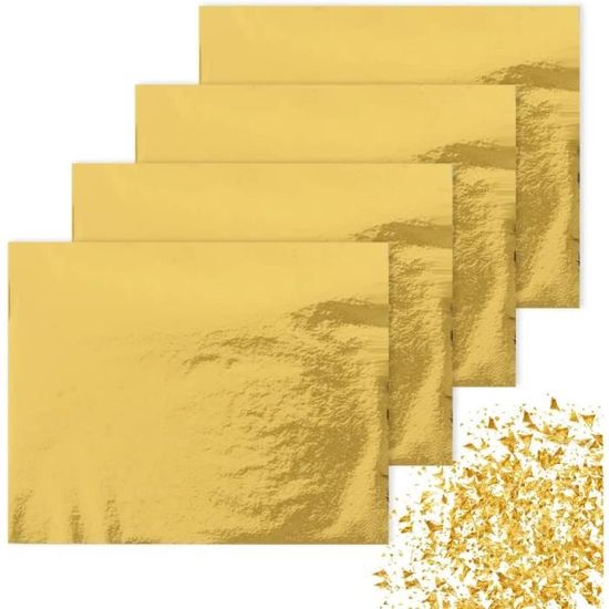 200 Feuilles D'Or Comestibles 14x14 Cm + Pince - Feuille D'Or Imitation Pour Gâteaux, Artisanat & Décoration
