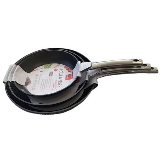 Lot De 3 Poêles Magefesa K2 Gransasso - 24/26/28 Cm - Acier Émaillé Antiadhésif