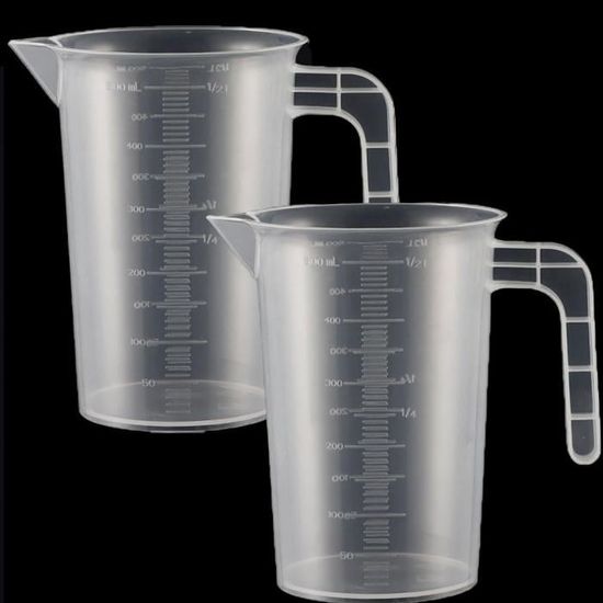 Verre doseur gradué plastique avec anse 1L