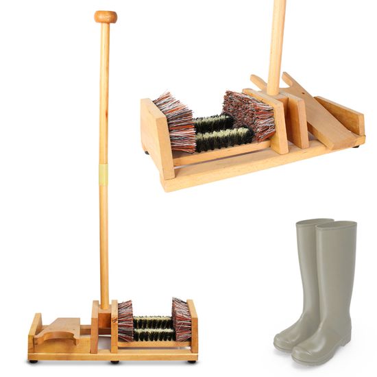 Lave-Bottes En Fonte Style Ancien - Brosse Et Tire-Bottes Intégré Pour Extérieur