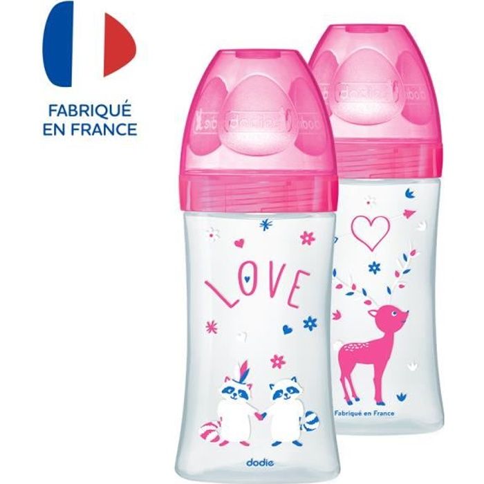 Lot de 3 Biberons DODIE Anti-Colique Sensation+ - Verre - 270ml - 0-6 Mois  - Tétine plate - Débit 2 - Cdiscount Puériculture & Eveil bébé