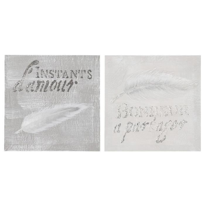 Tableau Plume Bonheur à partager - beige - Atmosphera Beige