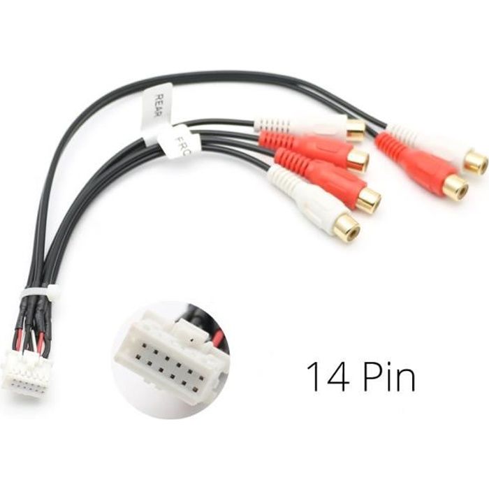 Câble Adaptateur Autoradio pour KENWOOD Prise 14 Broches 14pin RCA AV en Sortie Faisceau Câblage Connecteur