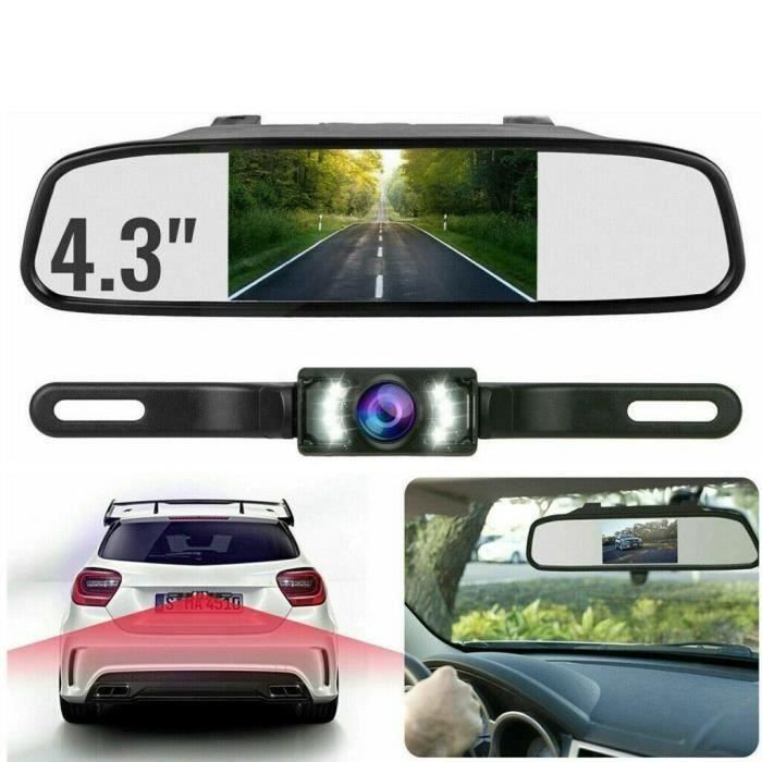 Caméra de recul miroir voiture vue arrière Kit de système de stationnement inverse Vision nocturne 4.3 -