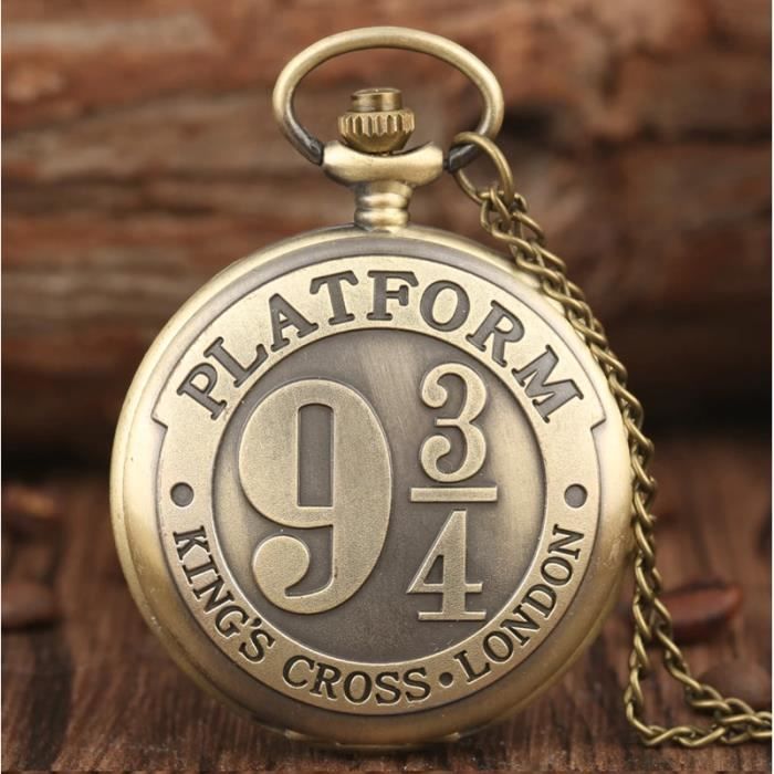 HARRY POTTER PLATFORM 9 3/4 MONTRE DE POCHE GOUSSET + POCHETTE GRAVÉE