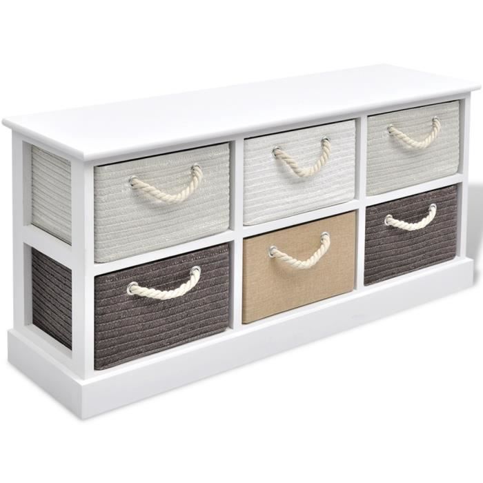 Bancs coffres Banc de rangement 6 tiroirs Bois