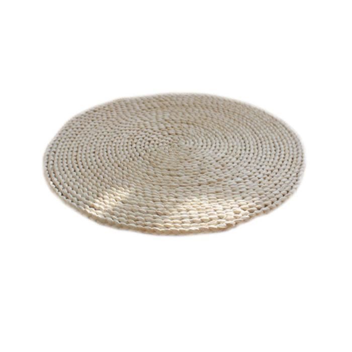 Coussin de paille Coussins de chaise Coussins de sièges épais et ronds à l'intérieur et à l'extérieur, Blanc