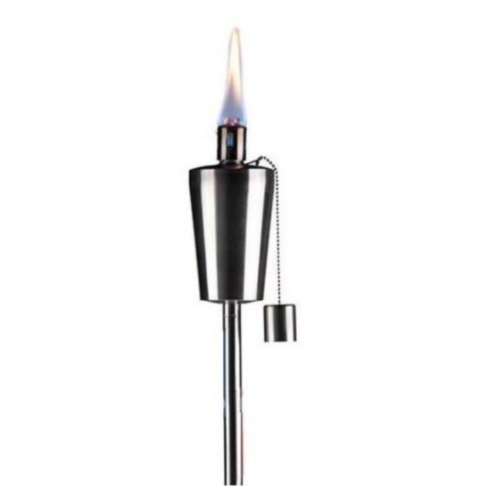 TORCHE EN INOX BOUGIE ECLAIRAGE LAMPE 115CM HUILE A PLANTER DANS LE JARDIN TERRASSE EXTERIEUR