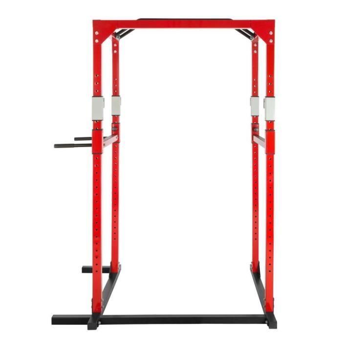 Cage de musculation rack station de fitness noir/rouge 0708070