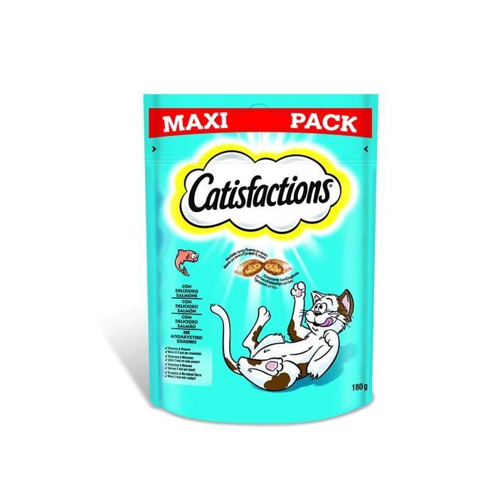 CATISFACTIONS MAXI - Friandises au Saumon pour Chat et Chaton, 4 Sachets de 180g