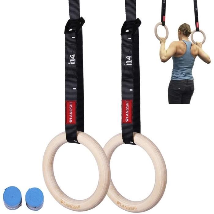 FDYD Bois Anneaux De Gymnastique Olympiques Gym Rings WStraps Eacutequipement De Sport pour Home Gym Fitness Training Entraicirc350
