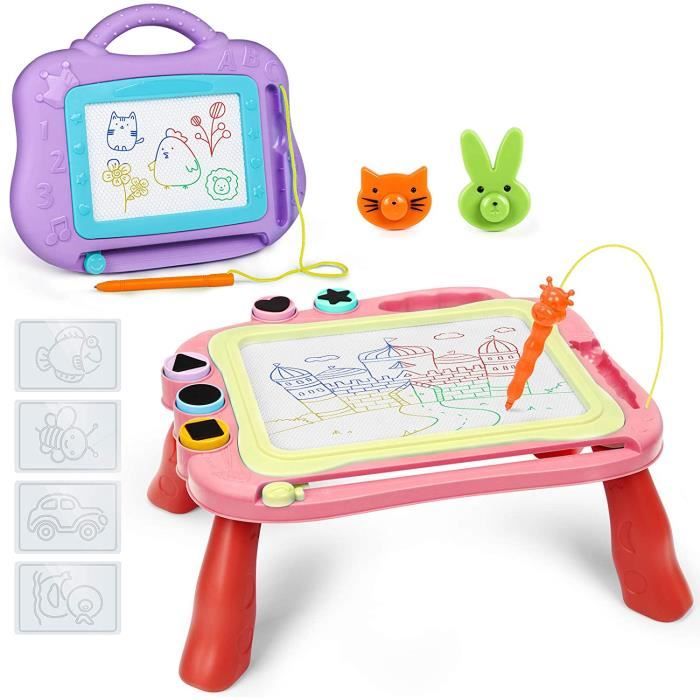 iNeego Ardoise Magique Enfant Lot de 2, Jouet Fille 2 ans et plus Tableau Magique Enfant Effaçable Cadeau Filles et Garçons 2-8 ans