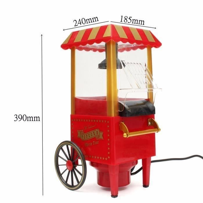 Rétro Chariot Appareil Machine à Pop Corn Maker Sans Huile Maison 1100W 220V EU