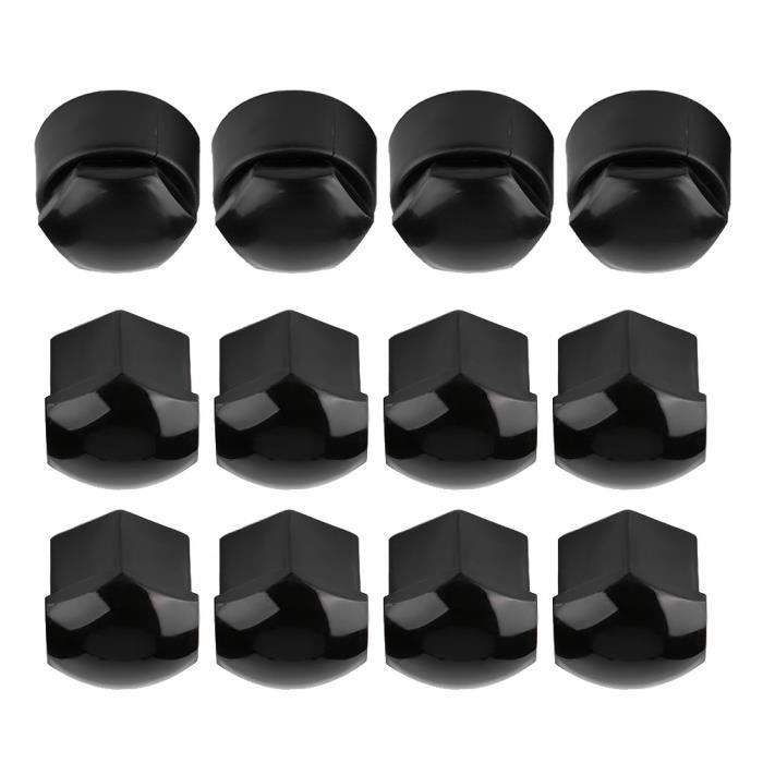 Zerodis Cache-écrou de roue 17mm 20 pcs 17mm Capuchons de Protection Couvercle d'Écrou de Roue Voiture pour Audi Noir