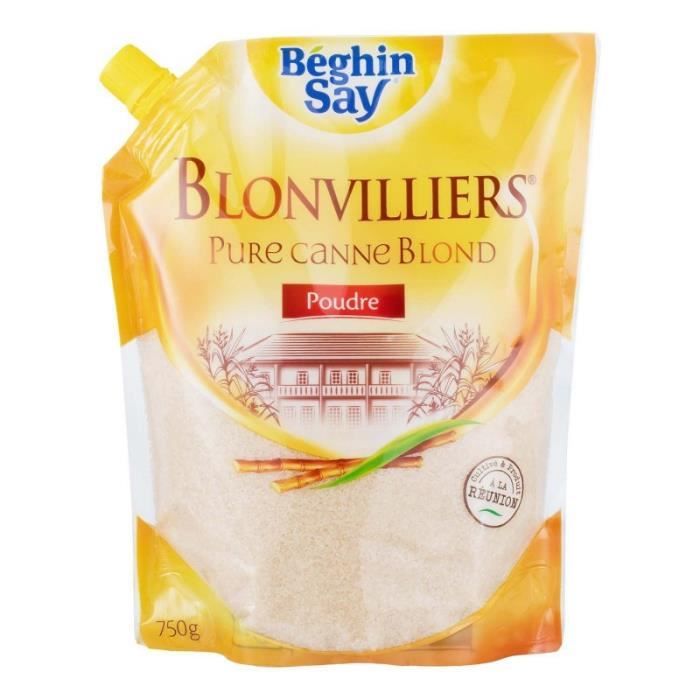 Béghin Sucre Blonvilliers Pure Canne Blond Poudre 750g (lot de 6)