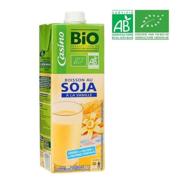 CASINO BIO Boisson Soja Calcium Vanille 1l
