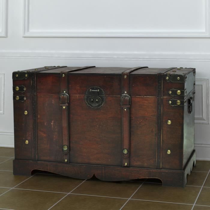 Coffre au trésor de style vintage en Bois avec 2 poignées Brun 66 x 38 x 40 cm