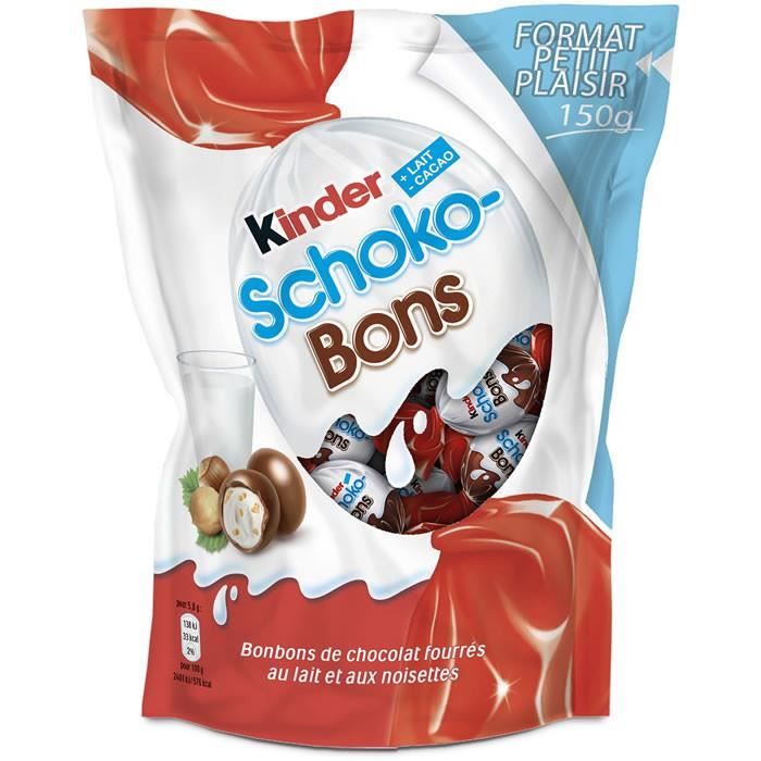 LOT DE 8 - KINDER : Schokobons - Confiseries au chocolat et noisettes 150 g