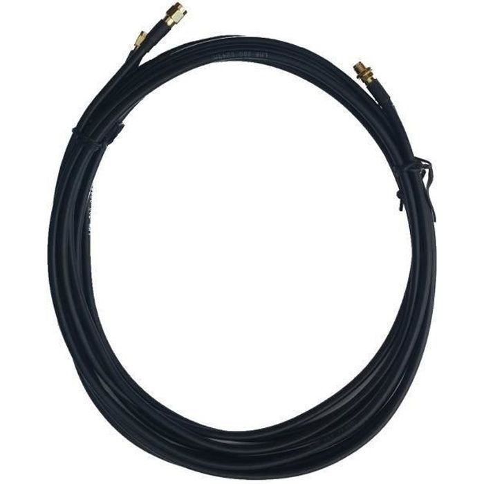 Rallonge câble LMR200 noir connecteur SMA femelle vers SMA mâle 2 x 5m pour antenne externe et routeur 4G LTE MIMO