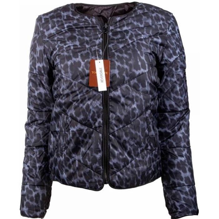 Doudoune fine réversible Léopard gris/noir Femme TORRENTE