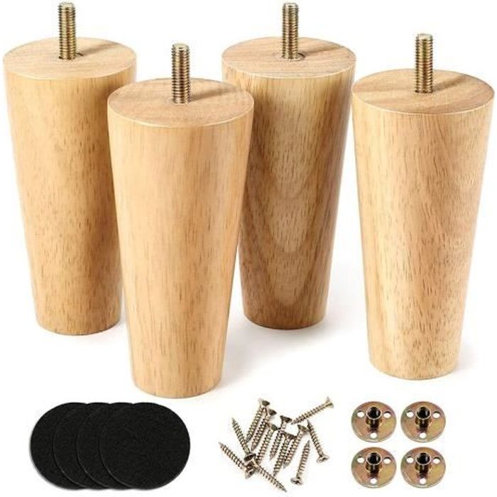 4 pcs Pieds de meuble en bois pour canapé , fauteuil, armoire, canapé, buffet
