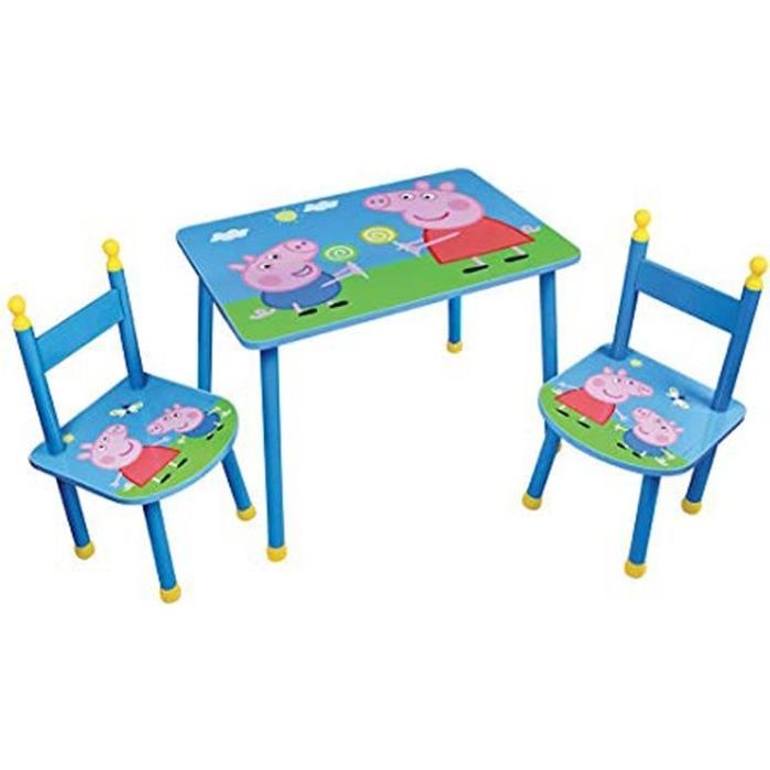 Ensemble table et 2 chaises enfant en bois motif Peppa Pig
