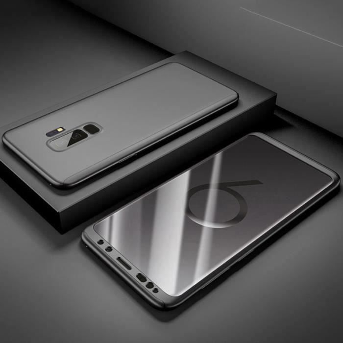Coque Samsung Galaxy S9 - Coque Noir Housse Etui 360 Full Hybride Protection Rigide Plastique Dur Intégrale Phonillico®