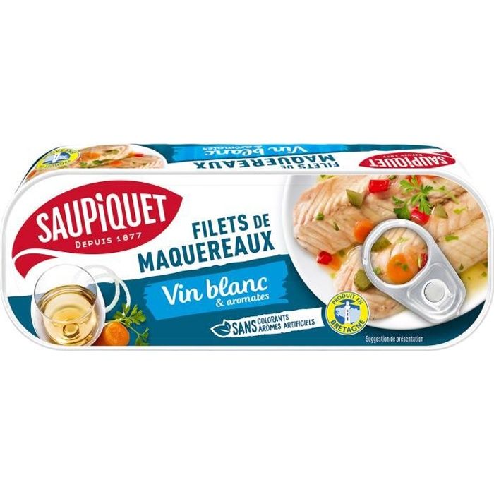 SAUPIQUET Filets de maquereaux Vin blanc et aromates - 176g