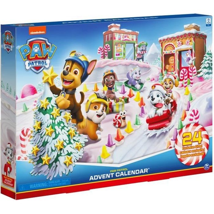 PAT PATROUILLE - CALENDRIER DE L'AVENT NOEL Paw Patrol - 6059302 - 24 pièces exclusives à collectionner, pour enfants 3 ans
