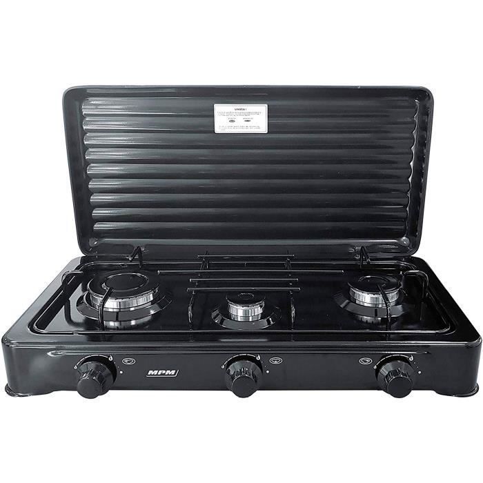 Gazinière portable pour camping 3 bruleurs noir Smile KN-03/1KB Negro