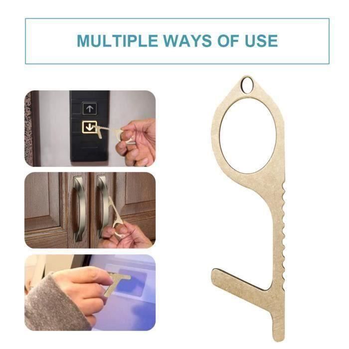 OUTIL MULTIFONCTIONS Portable sans contact Protection Ouvre-porte Poignée d'ascenseur Sac à clés Clé en laiton d'isolation