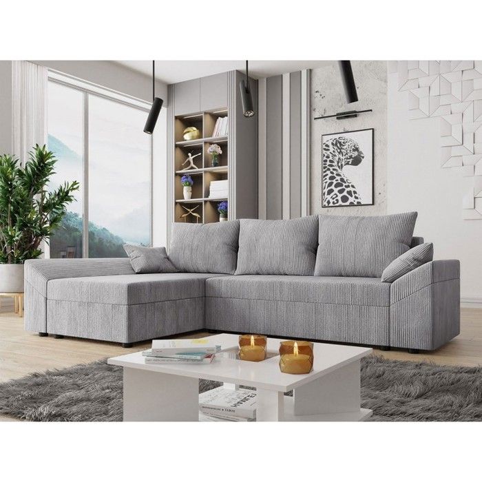 Canapé d'angle Gris Tissu Moderne