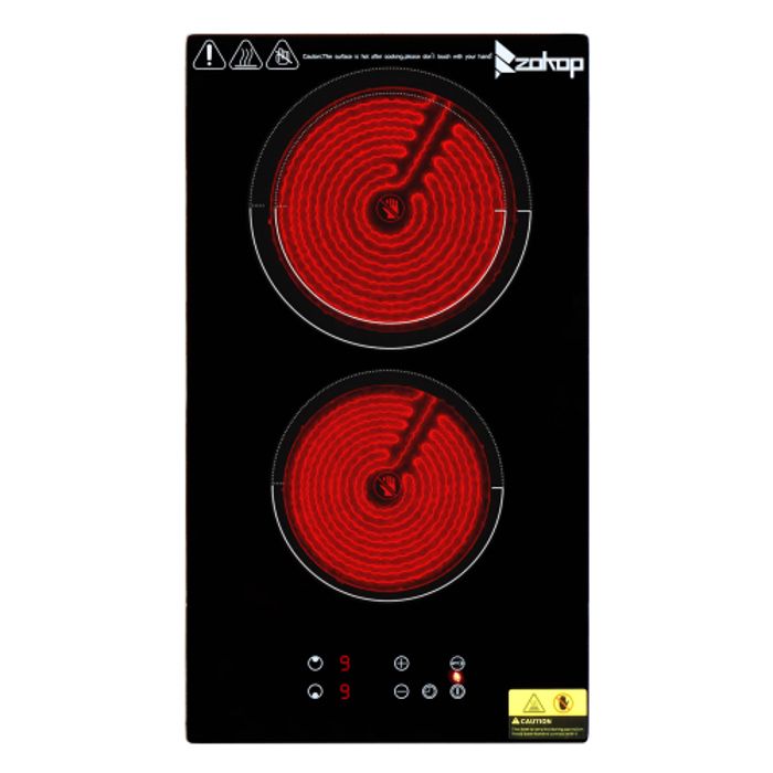 Plaque Vitrocéramique 2 Feux Encastrable - 3000W - Minuteur, Verrouillage Enfant - Commande Tactile