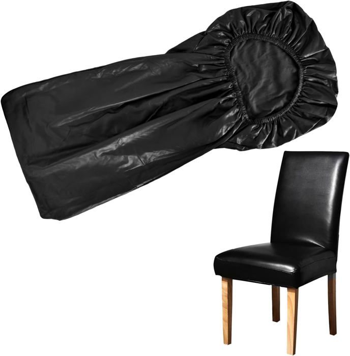 Lot De 4 Housses De Chaise Extensibles Simili Cuir – Protecteurs De Chaise Salle à Manger Noires Pour Mariage, Hôtel Et Fêtes