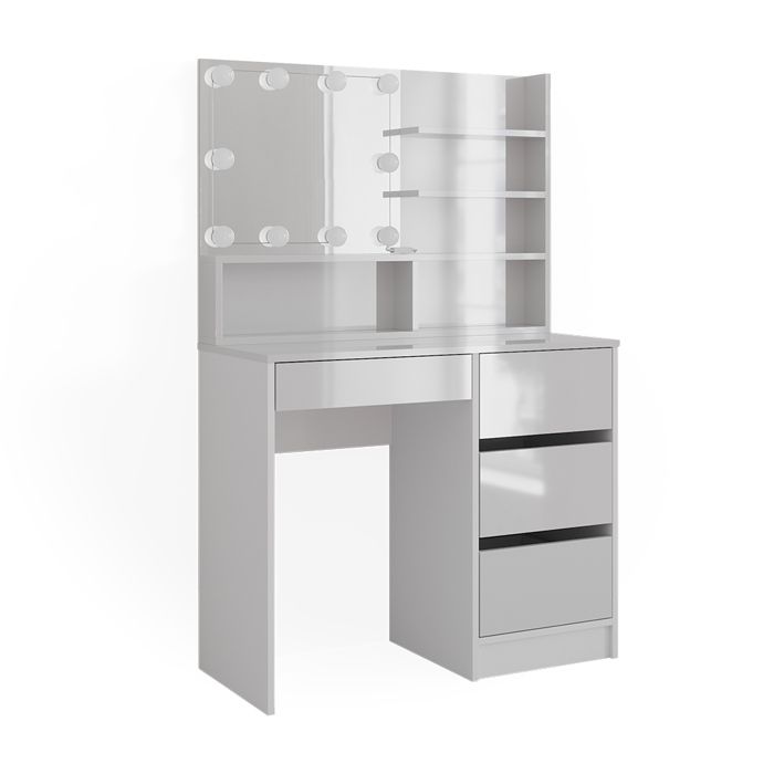 Coiffeuse Sherry 90cm avec éclairage LED et étagère miroir Blanc Vicco 41297