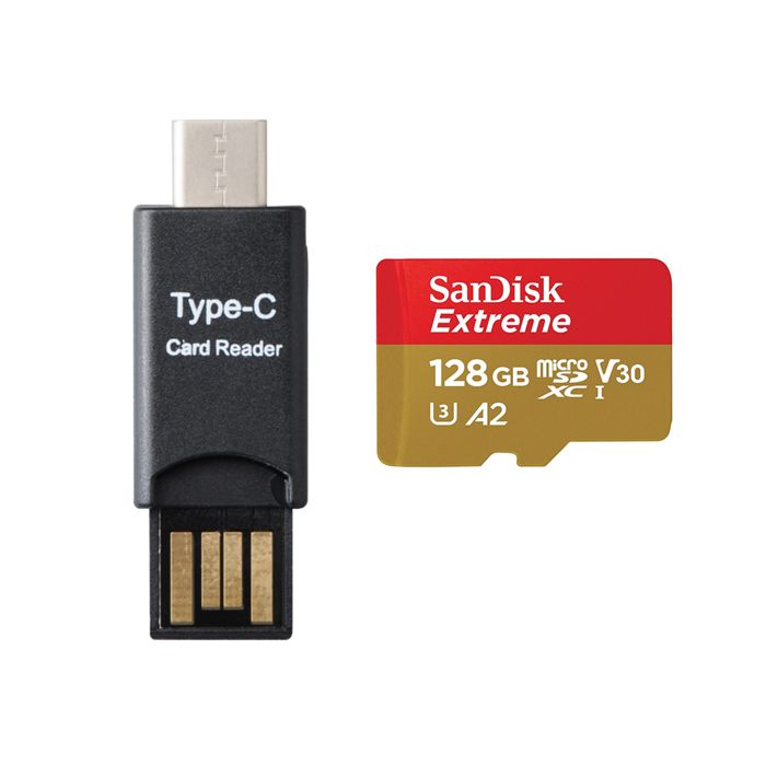 SanDisk Extreme carte mémoire Micro SDXC A2 Classe 10 U3 V30 vitesse de lecture 190Mo/ écriture 90Mo/ lecteur MICRO SDXC TYPC C inclus - vue 2
