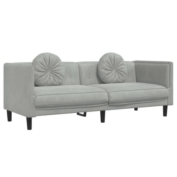 UU Canapé avec coussins 3 places gris clair velours1935x77x70 cm CHY9898940