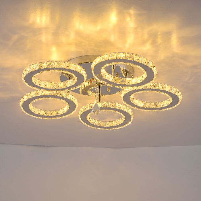 Dimmable cristal lustre LED lampe de plafond salon télécommande