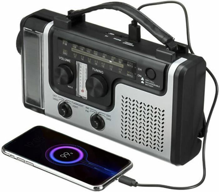 Radio AM/FM - EJ.LIFE - Modèle Solaire - Chargeur de Téléphone - Lampe