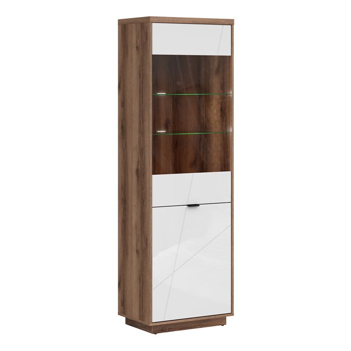 Vitrine 2 portes Petits-meubles - Sven - 64 x 43 x 201cm - Blanc et bois Vitrine 2 portes Petits-meubles - Sven - 64 x 43 x 201cm - Blanc et bois